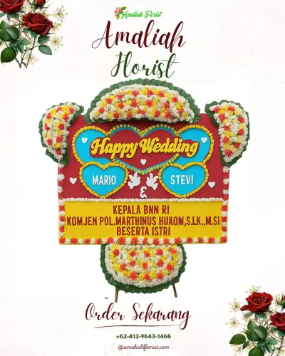 Karangan Papan Bunga Pernikahan di Mengori